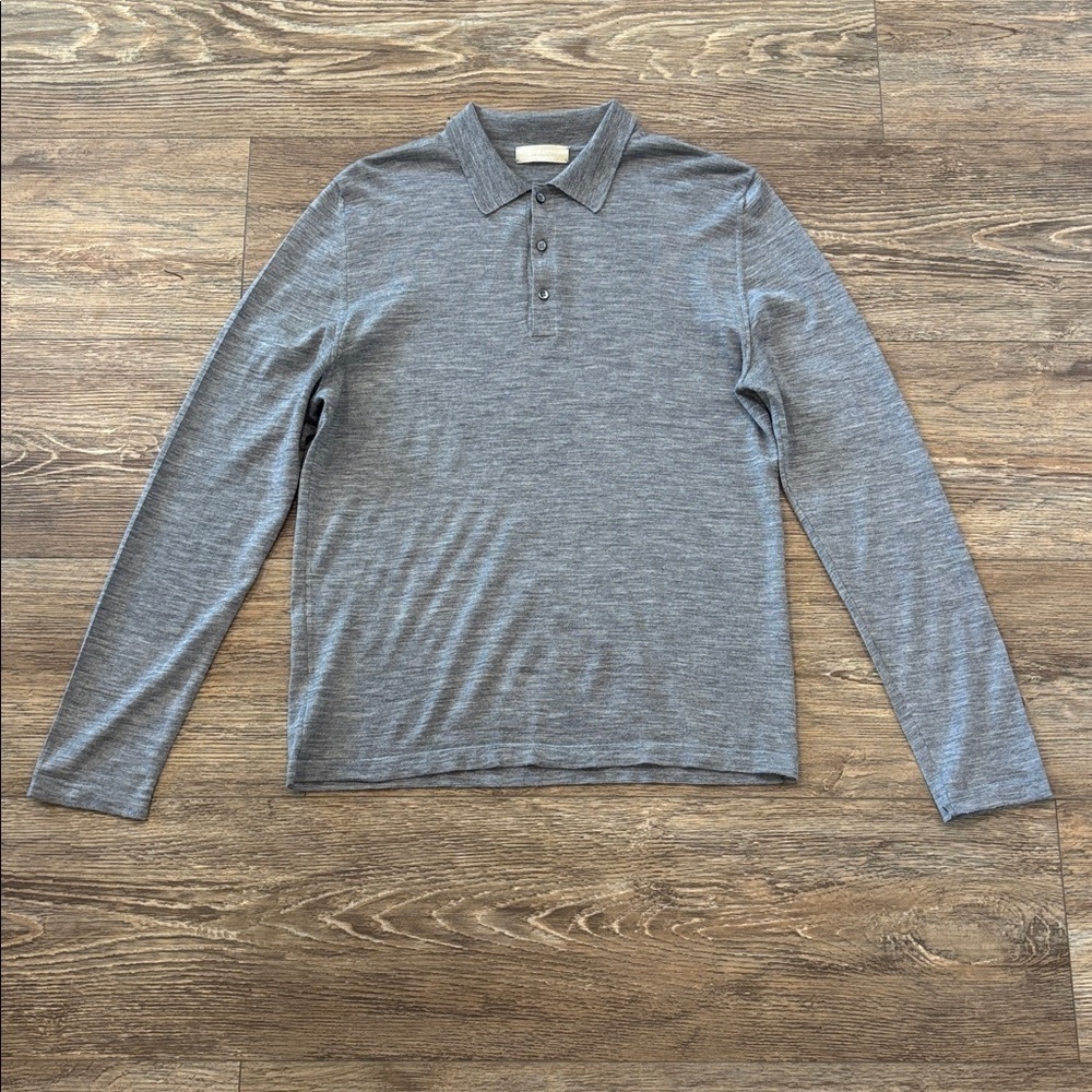 WANT Les Essentiels Wool Cashmere Blend Long Sleeve Gray Polo Sweater Medium